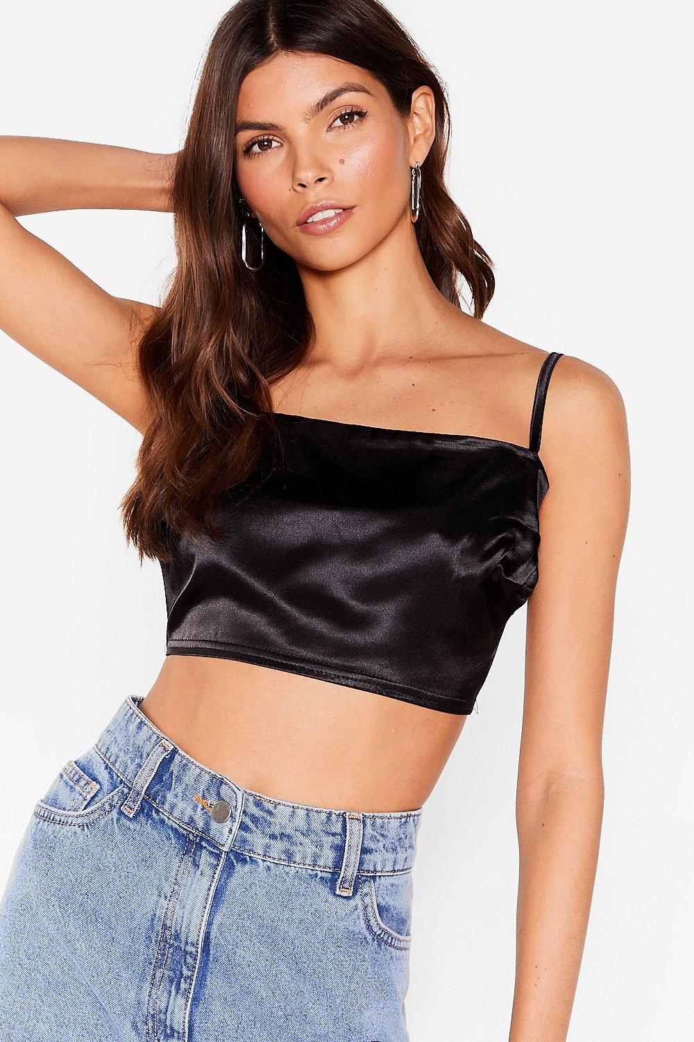 Backless Strappy Satin Crop Top | Nasty Gal